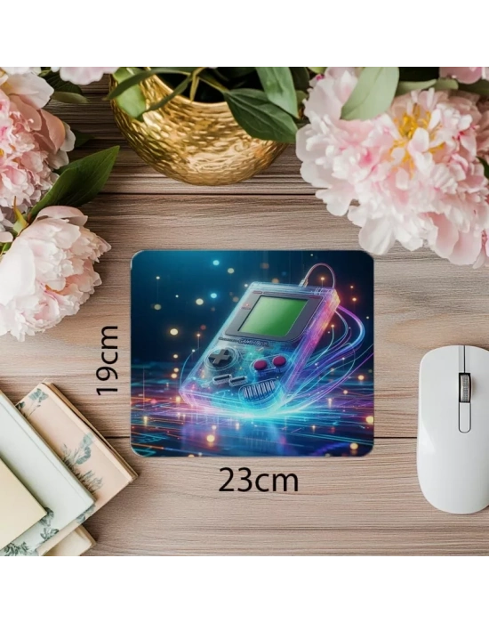 Renkli Gameboy Temalı Retro Mousepad - 19x23 cm 2 mm Dikdörtgen İthal Baskılı Mouse Pad