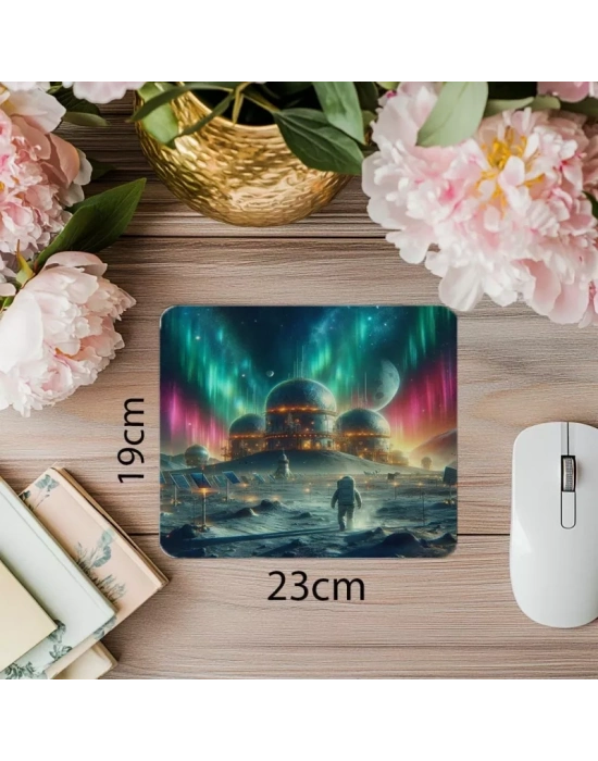 Renkli Gökyüzü Altında Astronot Mousepad - 19x23 cm 2 mm Dikdörtgen İthal Baskılı Mouse Pad