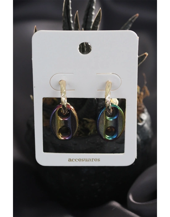 ® Renkli Hematit Taşlı Küpe Seti