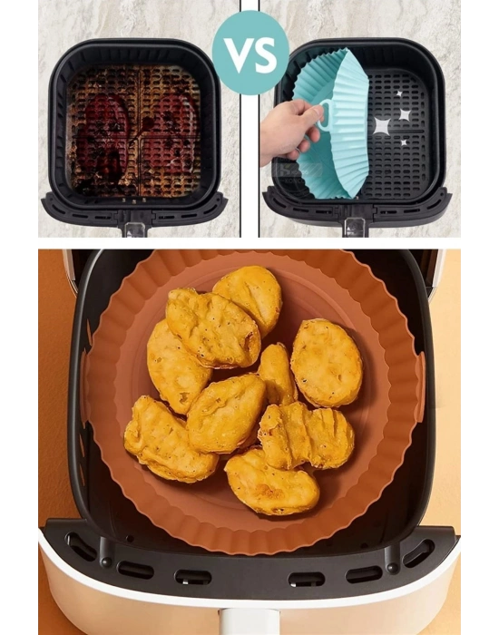 ®  Renkli Isıya Dayanıklı Yıkanılabilir Silikon Fırın Ve Airfryer Yuvarlak Model Pişirme Matı 20 Cm