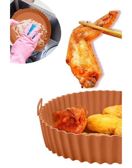 ®  Renkli Isıya Dayanıklı Yıkanılabilir Silikon Fırın Ve Airfryer Yuvarlak Model Pişirme Matı 20 Cm