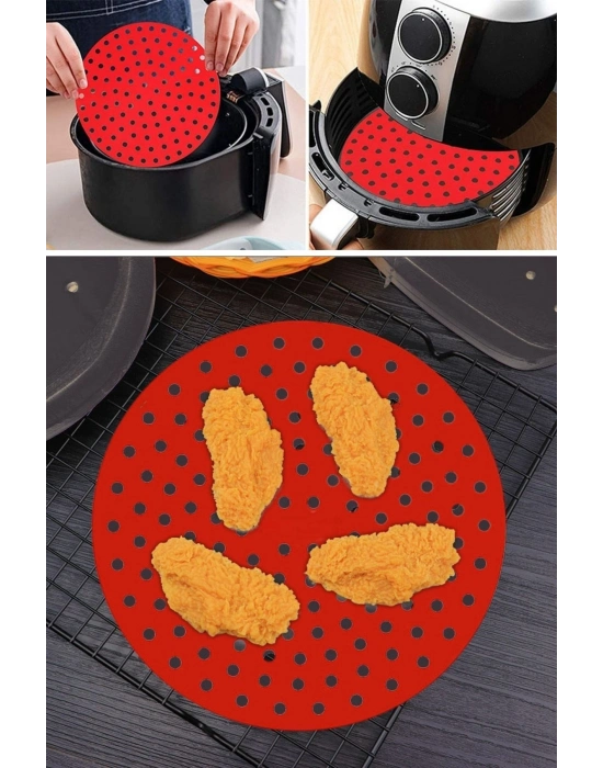 ®  Renkli Isıya Dayanıklı Yıkanılabilir Silikon Fırın Ve Airfryer Yuvarlak Pişirme Matı 20 Cm