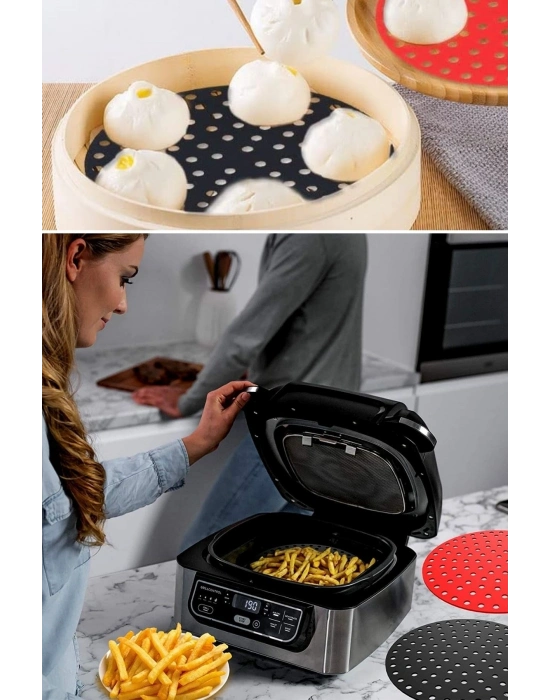 ®  Renkli Isıya Dayanıklı Yıkanılabilir Silikon Fırın Ve Airfryer Yuvarlak Pişirme Matı 23 Cm