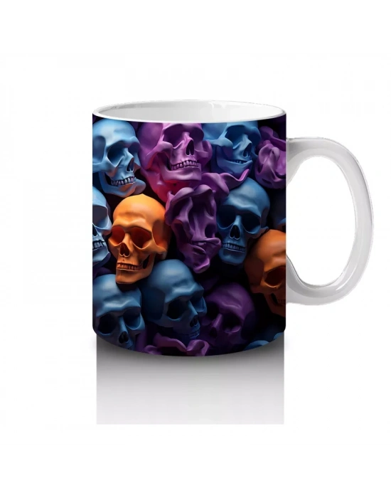 Renkli Kafataslarıyla Dolu Karanlık Duvar – Hediyelik Kahve Kupası