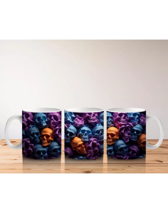 Renkli Kafataslarıyla Dolu Karanlık Duvar – Hediyelik Kahve Kupası