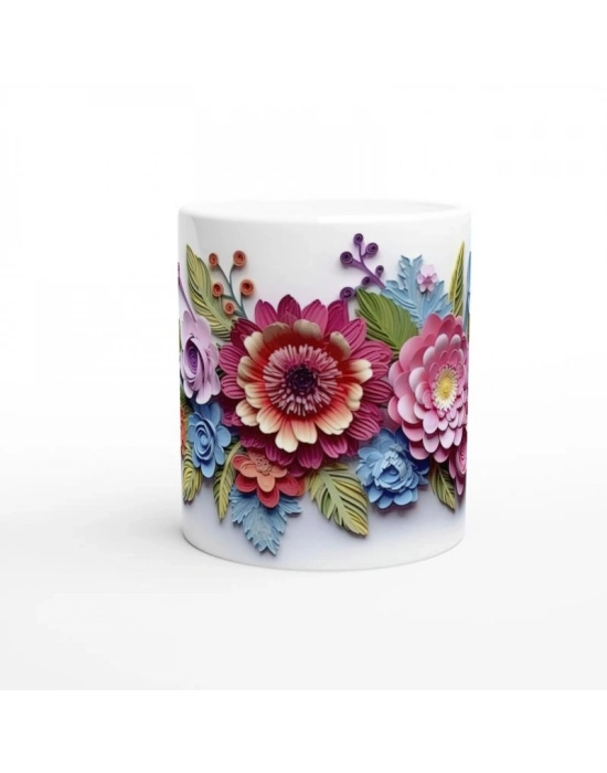 Renkli Kağıt Çiçekler Kupa Bardak