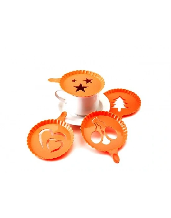 Renkli Kahve Süsleme Şablonları  - 4lü Magic Süsleme Şablonu