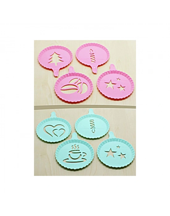 Renkli Kahve Süsleme Şablonları  - 4lü Magic Süsleme Şablonu