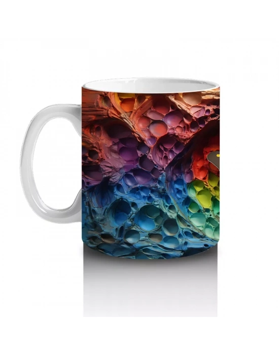 Renkli Kaya Oyuntusunda Turuncu Kelebek – Baskılı Kahve Kupası