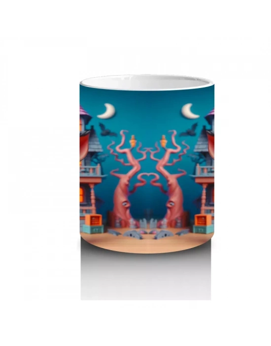 Renkli Kostümlü Sevimli Dinozor Figürlü Çocuklara Özel Cadılar Bayramı Baskılı Kupa Bardak