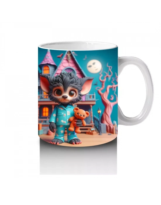 Renkli Kostümlü Sevimli Dinozor Figürlü Çocuklara Özel Cadılar Bayramı Baskılı Kupa Bardak