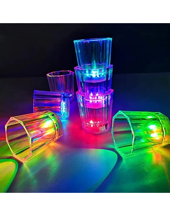 Renkli Led Parlayan Fiber Optik Glow Işıklı Bardak 5,5 X 5,5 Cm 1 Adet