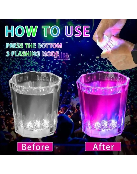 Renkli Led Parlayan Fiber Optik Glow Işıklı Bardak 5,5 X 5,5 Cm 1 Adet