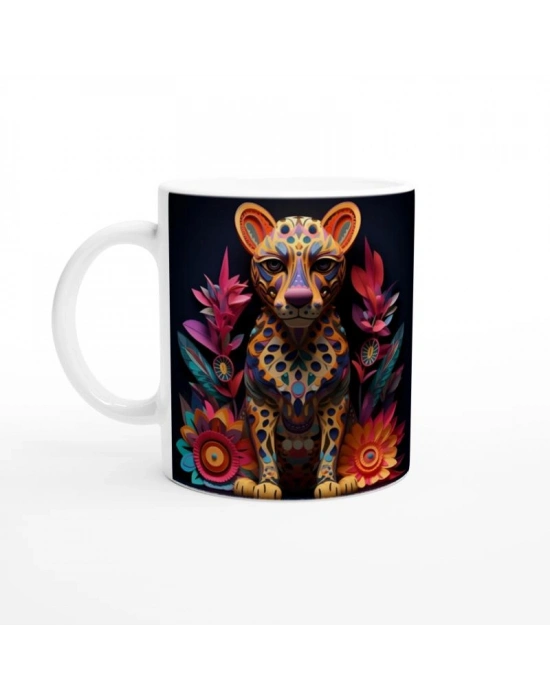 Renkli Leopar Çiçek Bahçesi Kupa Bardak