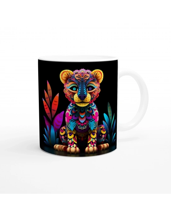 Renkli Leopar Yavrusu Kupa Bardak