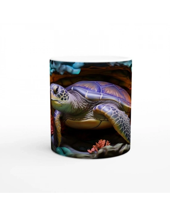 Renkli Mağarada Dingin Deniz Kaplumbağası Kupa Bardak