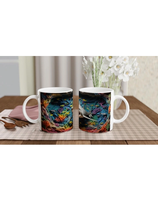 Renkli Mercanların Hakimi Köpekbalığı Kupa Bardak