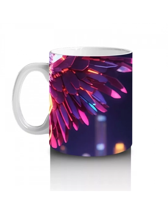 Renkli Neon Işıklarla Dans Eden Kediler – Baskılı Kahve Kupası