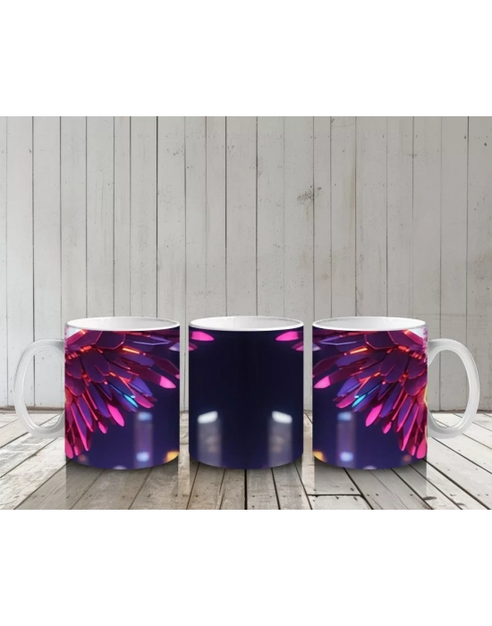 Renkli Neon Işıklarla Dans Eden Kediler – Baskılı Kahve Kupası