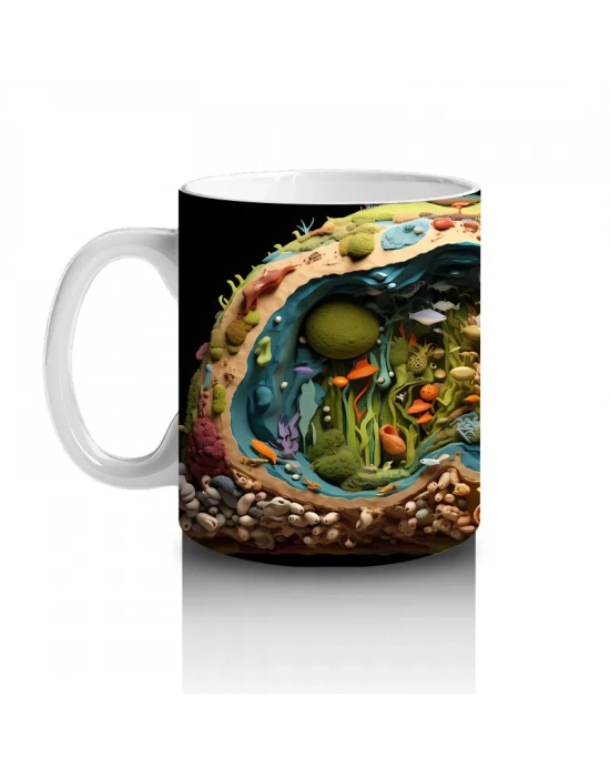 Renkli Ormanda Gizlenen Kertenkele – Baskılı Kahve Kupası