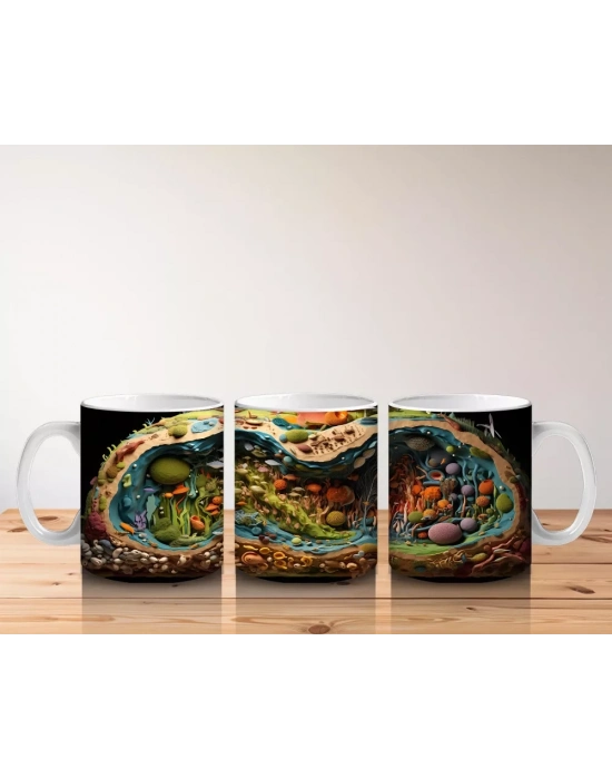 Renkli Ormanda Gizlenen Kertenkele – Baskılı Kahve Kupası