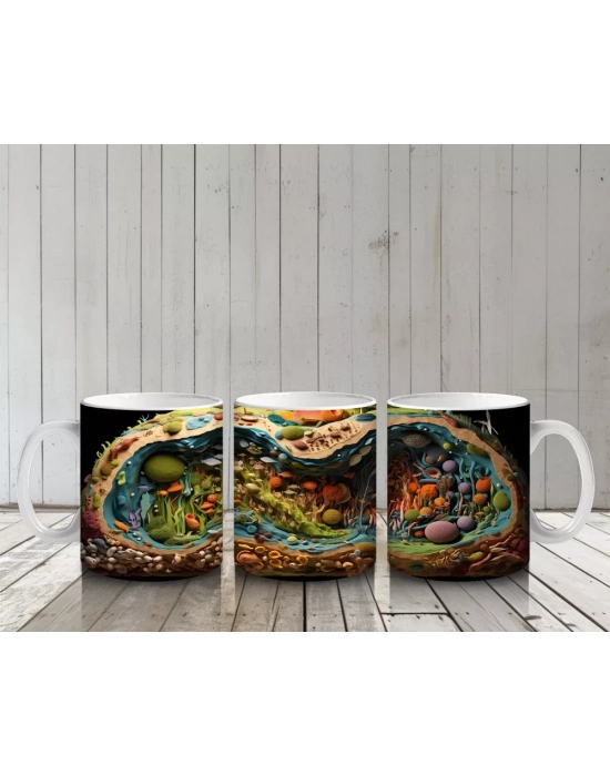 Renkli Ormanda Gizlenen Kertenkele – Baskılı Kahve Kupası