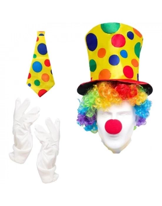 Renkli Palyaço Kostüm Seti – 5 Parça Aksesuar