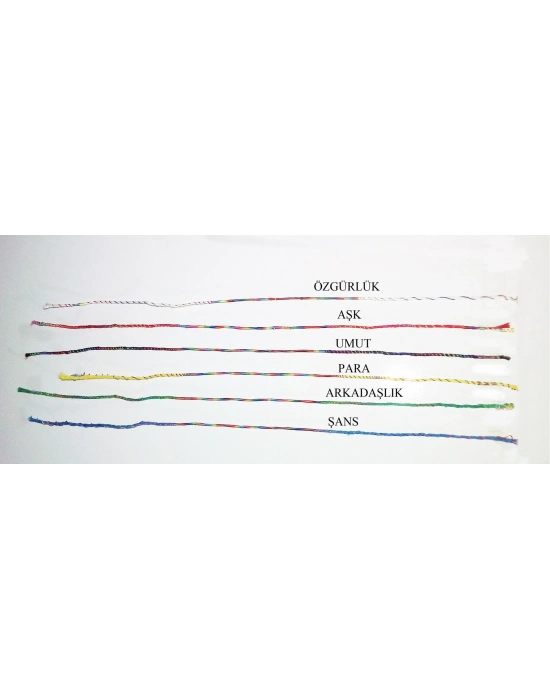 Renkli Şans Bileklikleri - 1 Kartela - ( 65 Adet )