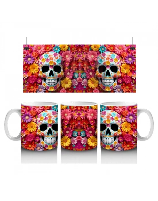 Renkli Şeker Kafalar Deseni – Hediyelik Kahve Kupası