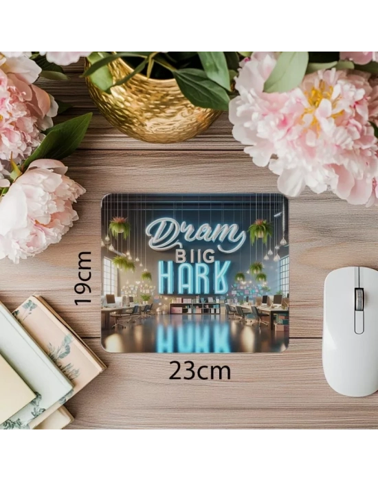 Renkli Tasarımlı Motivasyon Mousepad – Work Hard Temalı - 19x23 cm 2 mm Dikdörtgen İthal Baskılı Mouse Pad