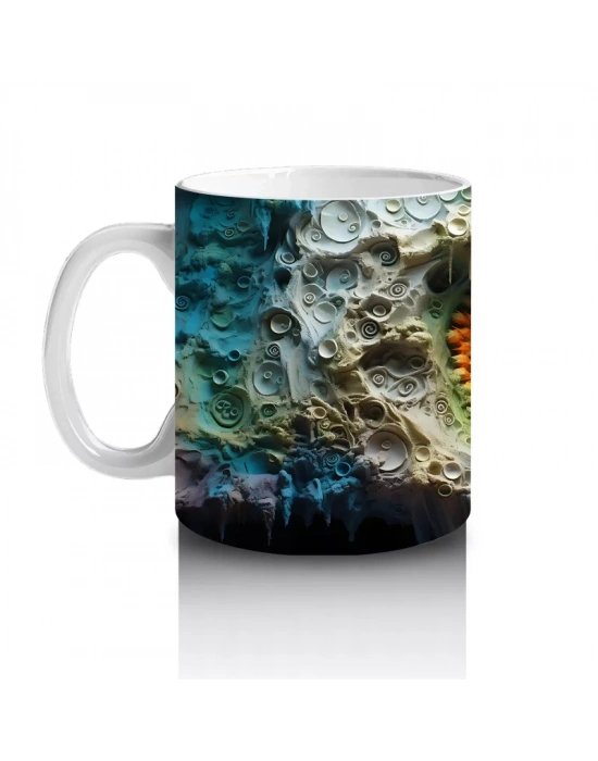 Renkli Taşlarla Çevrili Pembe Kelebek – Baskılı Kahve Kupası