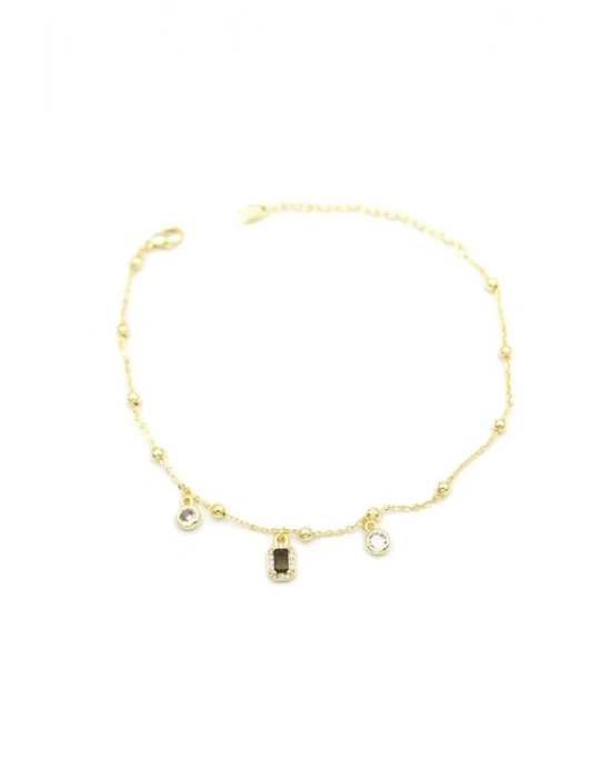 Renkli Taşlı Halhal - Siyah