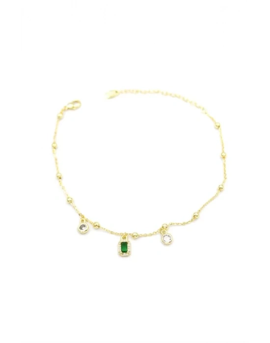 Renkli Taşlı Halhal - Yeşil