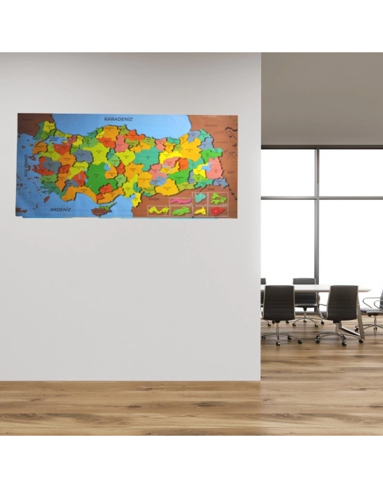 ®  Renkli Türkiye Haritası Manyetik Yapıştırıcı Gerektirmeyen Duvar Stickerı 118 CM * 56 CM