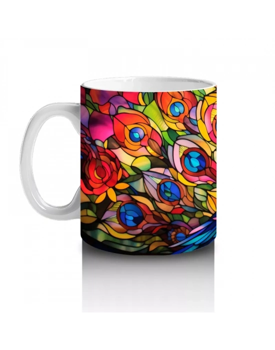 Renkli Tüyleriyle Gösterişli Tavus Kuşu – Baskılı Kahve Kupası