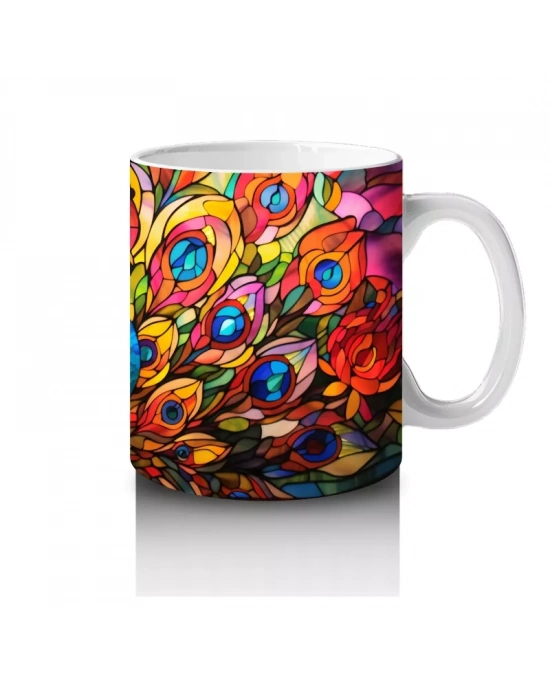 Renkli Tüyleriyle Gösterişli Tavus Kuşu – Baskılı Kahve Kupası