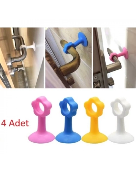 Renkli Vantuzlu Geçmeli Kapı Kolu Stoper 4lü Set