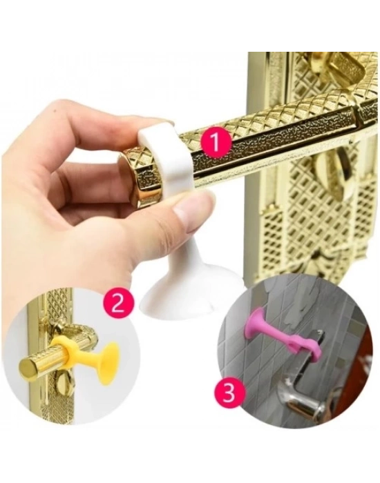 Renkli Vantuzlu Geçmeli Kapı Kolu Stoper 4lü Set