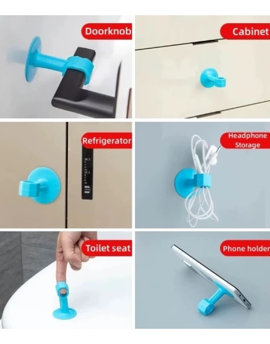 Renkli Vantuzlu Geçmeli Kapı Kolu Stoper 4lü Set