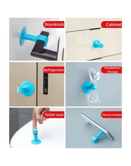 Renkli Vantuzlu Geçmeli Kapı Kolu Stoper 4lü Set