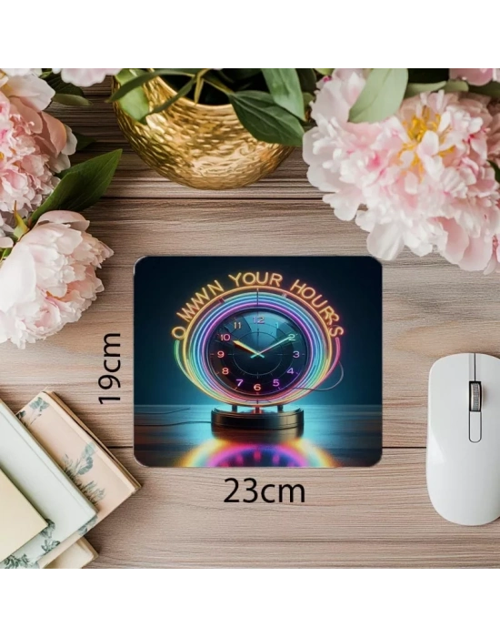 Renkli ve Anlamlı Zaman Temalı Mousepad - 19x23 cm 2 mm Dikdörtgen İthal Baskılı Mouse Pad