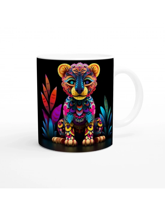 Renkli Yavru Kaplan Baskılı Kupa Bardak