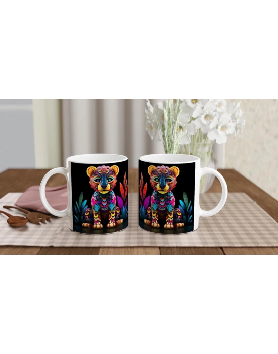 Renkli Yavru Kaplan Baskılı Kupa Bardak