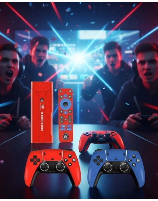 ® Retro Android Game Stick 64GB 10K HD Çift Kişilik Oyun Konsolu