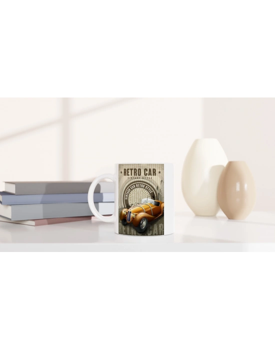 Retro Araba Işıltılı Vintage Tarz Kupa Bardak