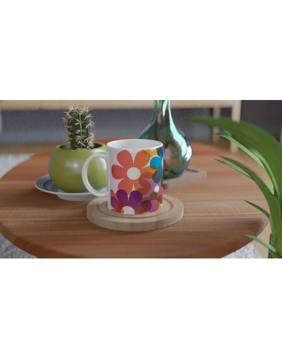 Retro Çiçek Patlaması Kupa Bardak