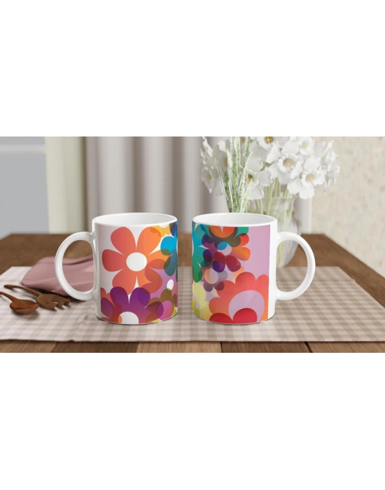 Retro Çiçek Patlaması Kupa Bardak