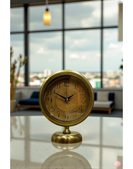 ® Retro Eskitme 25 x 20 Cm Metal Şık Masa Saati
