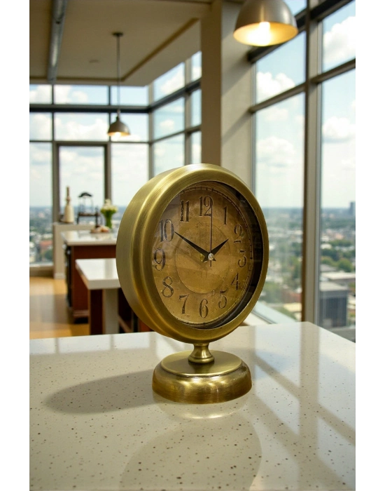 ® Retro Eskitme 25 x 20 Cm Metal Şık Masa Saati