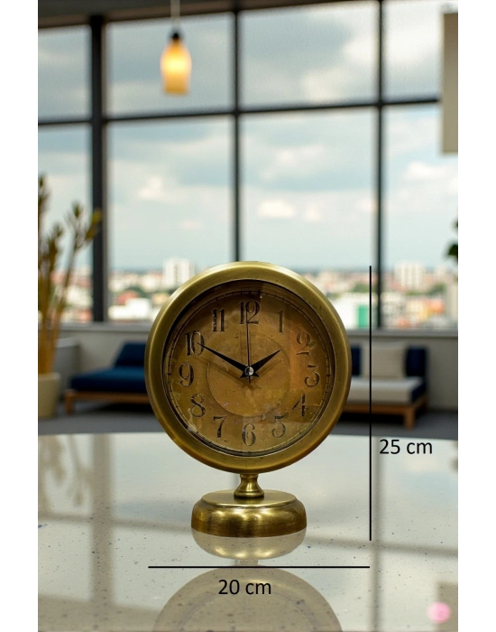 ® Retro Eskitme 25 x 20 Cm Metal Şık Masa Saati